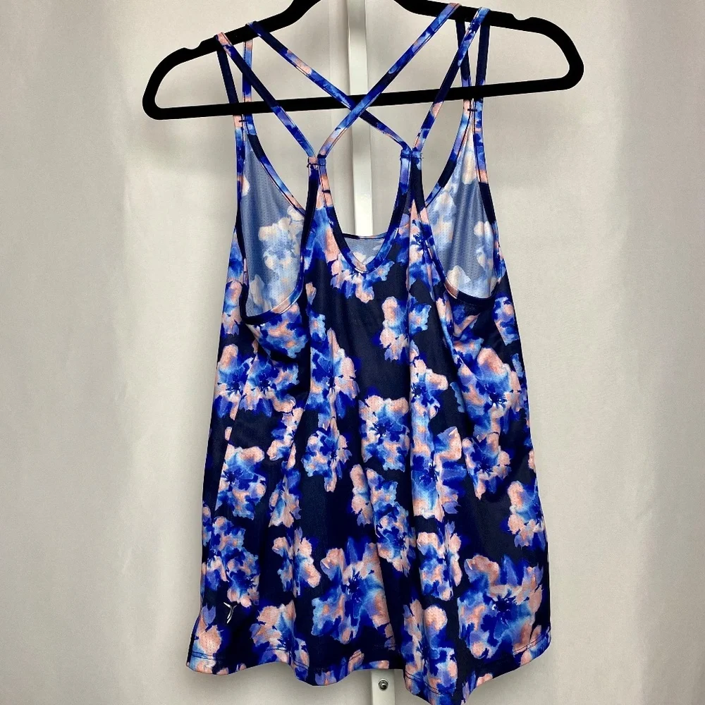 Old Navy Active Womenʻs Go Dry Blue | Pink Floral Workout Tank Large